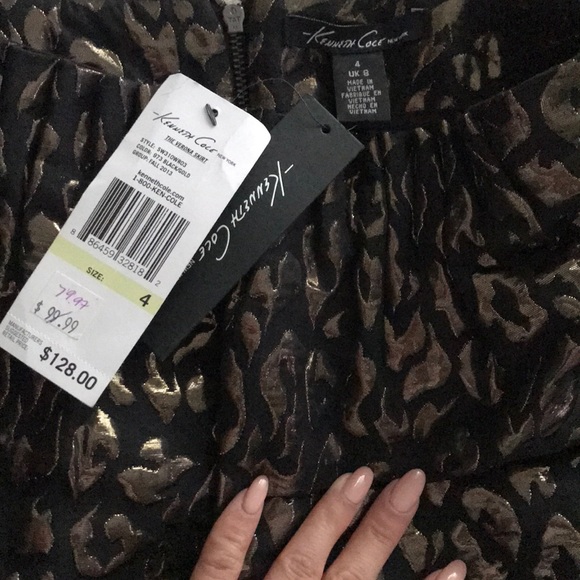 Kenneth Cole Gold Metallic Leopard Skirt - Picture 5 of 6